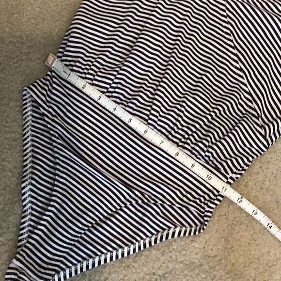 Top Shop Body Suit Black White Stripe Spaghetti Straps Blouson Top Size 4 Tall - Picture 9 of 10